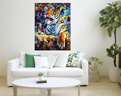 Buy Leonid Afremov ANGRY TIGER Painting Canvas Wall Art Picture Print HOME • 10.99£