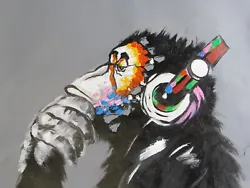 Buy Musical Funky Monkey Dj Headphones Colourful Abstract Large Oil Painting Canvas  • 22.95£