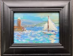 Buy Original Contemporary Oil Painting Harbour Boat Landscape Scene • 35£