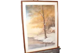 Buy Original Framed Watercolour Painting Scene Signed Dated 2014 Style Of Bob Ross • 65£