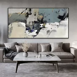 Buy AA279 Large 48  Abstract Oil Painting BLACK&WHITE&GREY COLOR ART Hand-painted • 41.58£