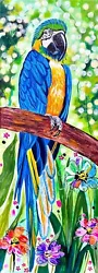 Buy Blue Yellow Macaw Bird Acrylic,oil Painting Original Wildlife Parrot Flower Art • 425£