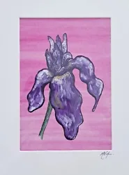 Buy Original Iris Acrylic On Paper Painting - Pink And Purple - Floral Design  • 15£