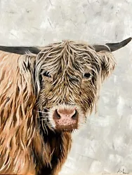 Buy Highland Cow Original Oil Painting On Canvas With Impressionism Alla Prima Art • 350£