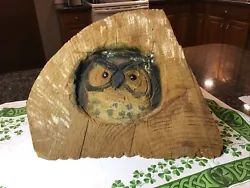 Buy Vintage Chainsaw Log Carving Wood Sculpture OWL In Hole 14”x9” RUSTIC Cabin Farm • 191.10£