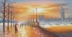 Buy London Long Large Oil Painting Canvas Modern Contemporary Art Cityscape British • 47.95£