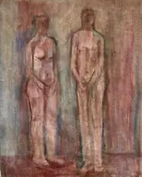 Buy Original Oil Painting PERIOD CUBIST PORTRAIT Nude Models By ALBERT HAROLD PALMER • 125£