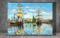 Buy Claude Monet Ships Riding On The Seine At Rouen CANVAS PAINTING ART PRINT 1673 • 20.77£