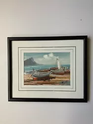 Buy Framed Oil Painting Depicting Two Sail Boats On The Beach - Signed. • 100£