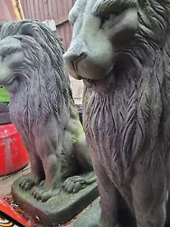 Buy Vintage Pair Stone Statue Sculpture Lion Foo Dog Dragon Garden  • 975£