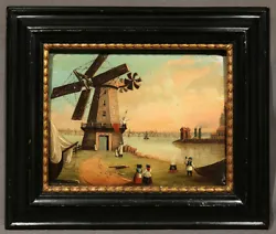 Buy Oil Painting  Windmill Harbor Scene  Attributed To Thomas Chambers (American) • 22,837.34£