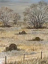 Buy WINTER HAY BALES Original Oil Landscape Painting Country RURAL WINTER  Snow Art • 45.48£