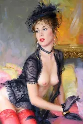 Buy H281 Modern Hand-painted People Portrait Oil Painting Sexy Woman On Canvas • 41.45£
