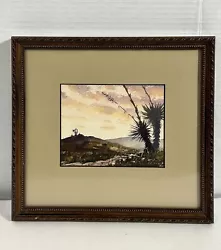 Buy Framed Original Watercolor Painting Windmill In The Desert With Mountains 9.5x10 • 41.40£