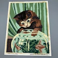 Buy CHARMING ART DECO 1937 PAINTING BY NUMBERS KITTEN  CAT WITH FISH BOWL 7  X 9  • 8.99£