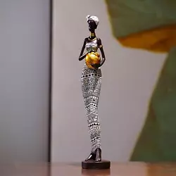 Buy African Figurine Vintage Style Women Statue For Dinner Table Office Hotel • 19.31£