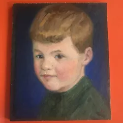 Buy Vintage Antique Retro 50s Oil Painting Portrait Child Boy Signed Wood Unframed  • 155£