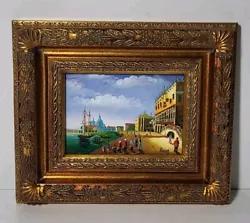 Buy Vintage Signed Oil On Board Painting In Gilted Frame Venice Italy 12in X 10in • 70£