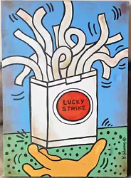 Buy Keith Haring Oil On Canvas Painting Signed And Sealed Measures  50cm X 70cm • 567£