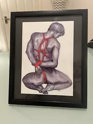 Buy Shibari Rope Fine Art Painting Red Frame Gay Straight LGBT Kinky Valentines Gift • 9.99£