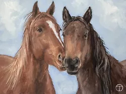 Buy Horses Original Acrylic Painting Portrait Wild Animals 7x10 Inches   Ⓣ • 53.96£