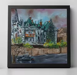 Buy Castle Old City Original Oil Painting Abstract Art Cityscape Historical Antique • 57.88£