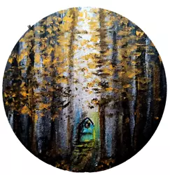 Buy Original Forest Magical , Hand Painted Round Wooden Board 10 Cm • 8.77£