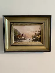 Buy Small ,Original ,  Oil On Board ‘ River Scene ‘ By Kerri’s In Brown/gilt Frame • 36£