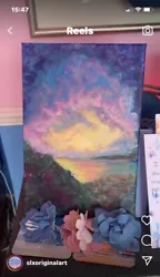 Buy Original Fluffy Cloud Pink Sky 20x30 Cm Beautiful Sky Pink Sunset Painting Art • 199£