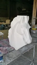 Buy Fiberglass Horse Head Livestock Animal Statue Full Size  • 334.69£