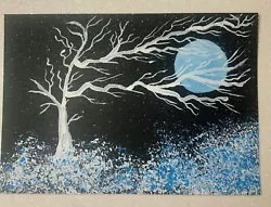 Buy Handmade Acrylic Painting. Sweeping Tree Crossing Blue Moon  • 2£