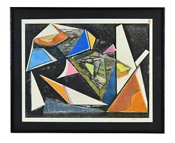 Buy Vintage Modern Geometric Pastel Oil Crayon Painting Signed KC Bennett • 278.77£