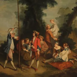 Buy Painting Gallant Genre Scene French Rococo Oil Canvas 700 Artwork 18th Century • 6,400£