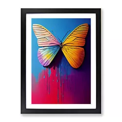 Buy Paint Drip Butterfly No.3 Abstract Wall Art Print Framed Canvas Picture Poster • 24.95£