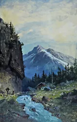 Buy Clearance Sale Pickup Painting Signed Mountain Wayside Stream F. Hallfelder • 273.54£