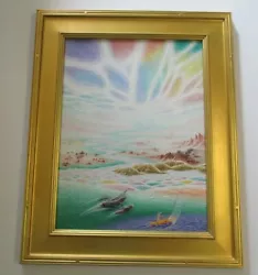 Buy Vintage Surrealist Painting Colorful Psychedelic Landscape Modernist Ufo Space • 1,871.09£