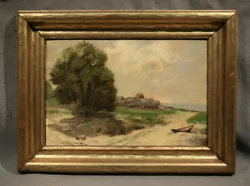 Buy American Antique Coastal Landscape With Houses And Boat Trees  • 5,512.46£
