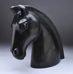 Buy Antique Art Deco Black Marble Carved Horse Head Sculpture • 473.62£