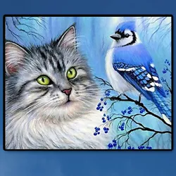 Buy Paint By Numbers Kit DIY Bird Cat Oil Art Picture Craft Decor 50x40cm • 7.07£
