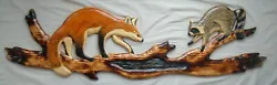 Buy Red Fox And Raccoon Wood Carving Chainsaw Cabin Decor Wall Art   • 363.36£