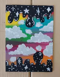 Buy The Shy Melt Painting Art Canvass 5X7 Drip Sky Clouds Sunset Sunrise • 33.07£