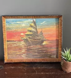 Buy Vintage Framed 50s Mid-Century Textured Oil Painting Signed Sail Boat Ship • 19.99£