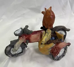 Buy Lynsey Paterson Clay Art Sculpture Motorcycle Cat & Bird Rustic Crude Design VGC • 28.11£