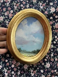 Buy Original Painting Paintings Sky Vintage Old Frame Antique Field Clouds Baroque • 42.82£
