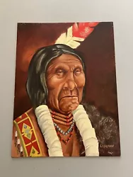 Buy Vintage Oil On Canvas Native American Warrior Red Cloud Signed Lopeman 12” X 16” • 755.99£