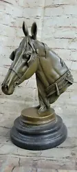 Buy Genuine Bronze Wild Horse Head Bust Statue Ornament Sculpture Equestrian Artwork • 127.75£