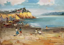 Buy Beach,Ocean,Original Oil Painting By Jason,   36 X 51 Cm • 31.61£