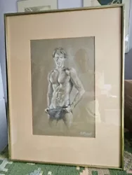 Buy Derrick Russell Pastel On Paper MUSCLED Male SEMI Nude 1980s GAY INTEREST -C14 • 89.99£