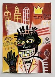 Buy Jean-Michel Basquiat Painting On Paper (Handmade) Signed And Stamped Mixed Media • 121.86£