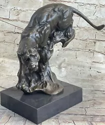 Buy Pouncing Cougar Mountain Lion Cat Bronze Statue Sculpture Figure 11.5  X 12  • 424.30£